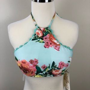 NWT Becca High Tea High Neck Halter Bikini Top